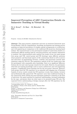 Improved Perception of AEC Construction Details via Immersive Teaching
  in Virtual Reality