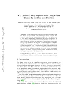 A CT-Based Airway Segmentation Using U$^2$-net Trained by the Dice Loss
  Function