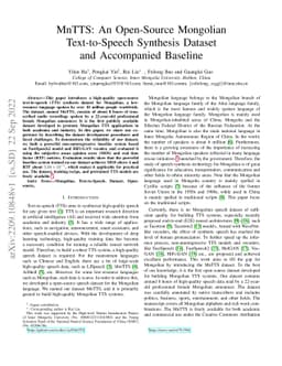 MnTTS: An Open-Source Mongolian Text-to-Speech Synthesis Dataset and
  Accompanied Baseline