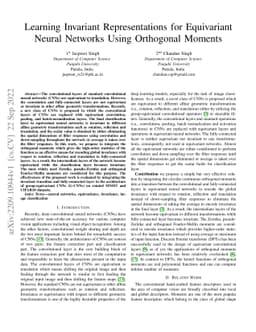 Learning Invariant Representations for Equivariant Neural Networks Using
  Orthogonal Moments