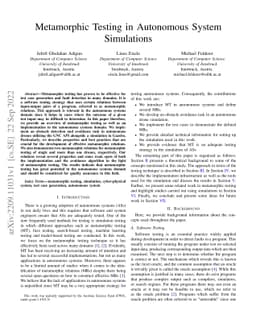 Metamorphic Testing in Autonomous System Simulations