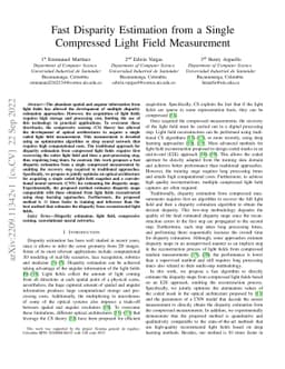 Fast Disparity Estimation from a Single Compressed Light Field
  Measurement