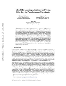 LEADER: Learning Attention over Driving Behaviors for Planning under
  Uncertainty