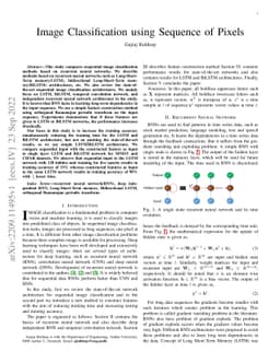 Image Classification using Sequence of Pixels