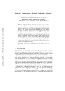 Reactive Anticipatory Robot Skills with Memory