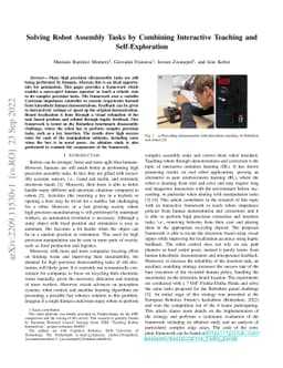 Solving Robot Assembly Tasks by Combining Interactive Teaching and
  Self-Exploration