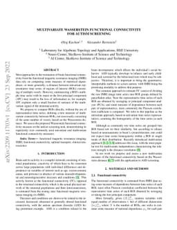 Multivariate Wasserstein Functional Connectivity for Autism Screening