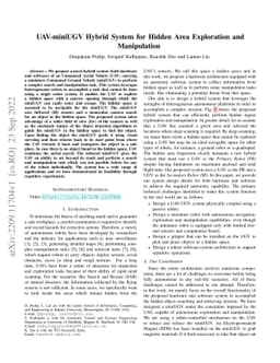 UAV-miniUGV Hybrid System for Hidden Area Exploration and Manipulation