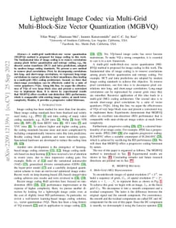 Lightweight Image Codec via Multi-Grid Multi-Block-Size Vector
  Quantization (MGBVQ)