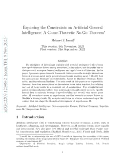 Exploring the Constraints on Artificial General Intelligence: A
  Game-Theoretic No-Go Theorem