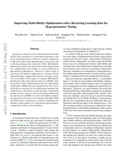 Improving Multi-fidelity Optimization with a Recurring Learning Rate for
  Hyperparameter Tuning
