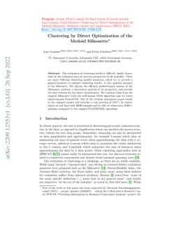 Clustering by Direct Optimization of the Medoid Silhouette