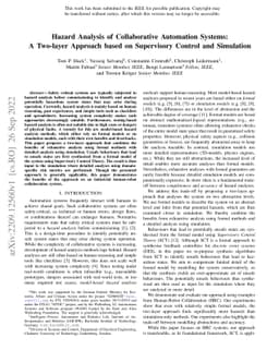 Hazard Analysis of Collaborative Automation Systems: A Two-layer
  Approach based on Supervisory Control and Simulation