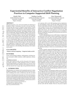 Experiential Benefits of Interactive Conflict Negotiation Practices in
  Computer-Supported Shift Planning