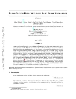 Faked Speech Detection with Zero Prior Knowledge
