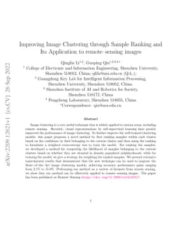 Improving Image Clustering through Sample Ranking and Its Application to
  remote--sensing images