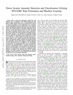 Power System Anomaly Detection and Classification Utilizing WLS-EKF
  State Estimation and Machine Learning