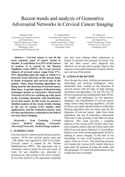 Recent trends and analysis of Generative Adversarial Networks in
  Cervical Cancer Imaging