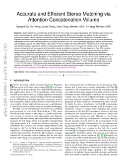 Accurate and Efficient Stereo Matching via Attention Concatenation
  Volume