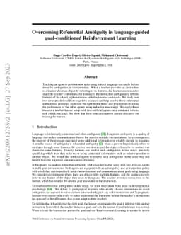 Overcoming Referential Ambiguity in Language-Guided Goal-Conditioned
  Reinforcement Learning