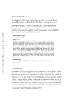 Developing A Visual-Interactive Interface for Electronic Health Record
  Labeling: An Explainable Machine Learning Approach