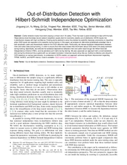 Out-of-Distribution Detection with Hilbert-Schmidt Independence
  Optimization