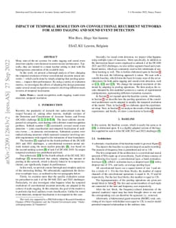 Impact of temporal resolution on convolutional recurrent networks for
  audio tagging and sound event detection