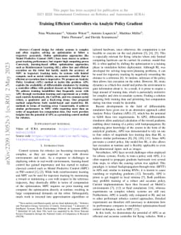 Training Efficient Controllers via Analytic Policy Gradient