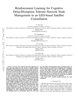 Reinforcement Learning for Cognitive Delay/Disruption Tolerant Network
  Node Management in an LEO-based Satellite Constellation
