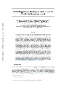 Outlier Suppression: Pushing the Limit of Low-bit Transformer Language
  Models