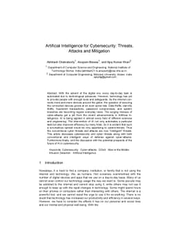 Artificial Intelligence for Cybersecurity: Threats, Attacks and
  Mitigation