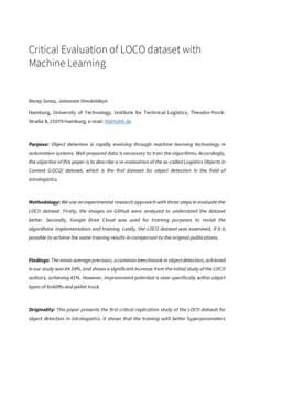 Critical Evaluation of LOCO dataset with Machine Learning