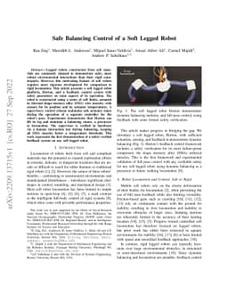 Safe Balancing Control of a Soft Legged Robot