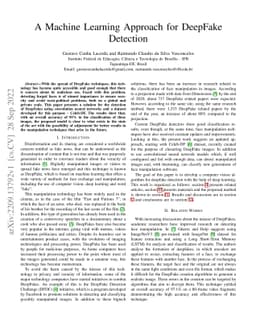 A Machine Learning Approach for DeepFake Detection