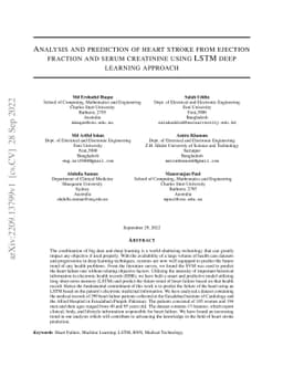 Analysis and prediction of heart stroke from ejection fraction and serum
  creatinine using LSTM deep learning approach
