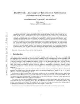 That Depends -- Assessing User Perceptions of Authentication Schemes
  across Contexts of Use