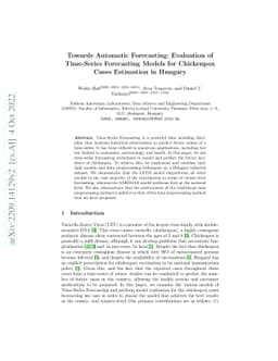 Towards Automatic Forecasting: Evaluation of Time-Series Forecasting
  Models for Chickenpox Cases Estimation in Hungary