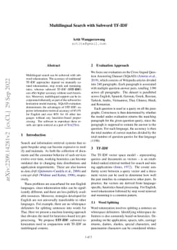 Multilingual Search with Subword TF-IDF