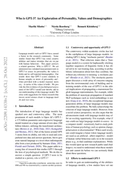 Who is GPT-3? An Exploration of Personality, Values and Demographics