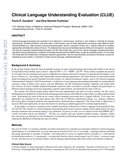 Clinical Language Understanding Evaluation (CLUE)
