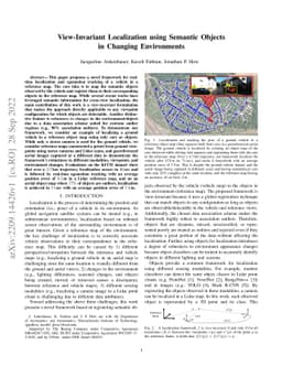 View-Invariant Localization using Semantic Objects in Changing
  Environments