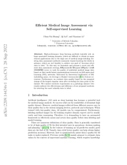 Efficient Medical Image Assessment via Self-supervised Learning