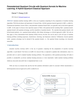 Parameterized Quantum Circuits with Quantum Kernels for Machine
  Learning: A Hybrid Quantum-Classical Approach