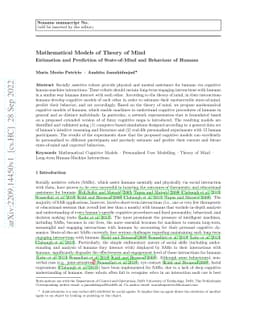 Mathematical Models of Theory of Mind