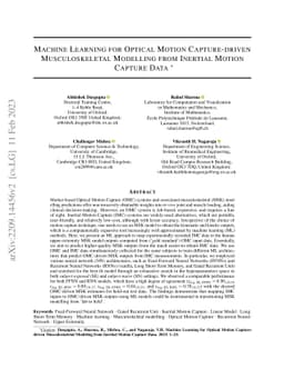 Machine Learning for Optical Motion Capture-driven Musculoskeletal
  Modelling from Inertial Motion Capture Data