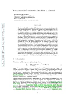 Convergence of the mini-batch SIHT algorithm