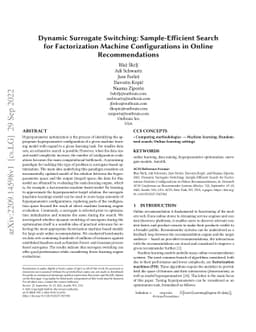 Dynamic Surrogate Switching: Sample-Efficient Search for Factorization
  Machine Configurations in Online Recommendations