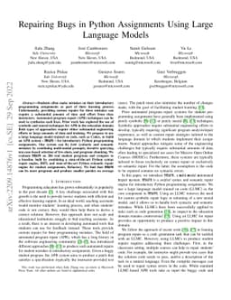 Repairing Bugs in Python Assignments Using Large Language Models