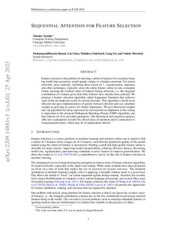 Sequential Attention for Feature Selection