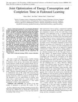 Joint Optimization of Energy Consumption and Completion Time in
  Federated Learning